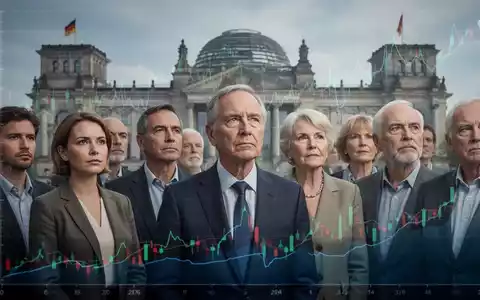 Eine vielfältige Gruppe von Menschen, jung und alt, vor Finanzdiagrammen und dem Reichstagsgebäude, symbolisiert die Zukunft der Renten. - Foto: über boerse-global.de