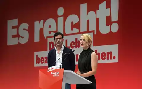 Luigi Pantisano und Ines Schwerdtner sind das neue Führungsduo der Linken.  - Foto: Michael Bahlo/dpa