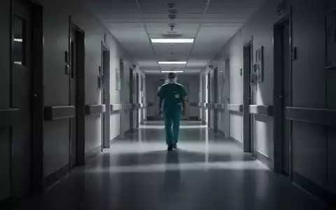 Ein langer, leicht dunkler Krankenhauskorridor mit einer einzelnen, verschwommenen Person in der Ferne, die sich entfernt. - Foto: über boerse-global.de