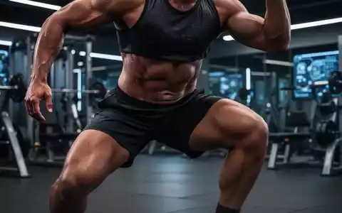 Nahaufnahme einer Person, die eine intensive Kniebeuge oder einen Ausfallschritt ausführt, mit verschwommenem Fitnessstudio-Hintergrund. - Foto: über boerse-global.de