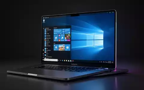 A modern MacBook Pro displaying a virtualized Windows desktop, seamlessly integrated with macOS. Symbolizes cross-platform compatibility. - Foto: über boerse-global.de