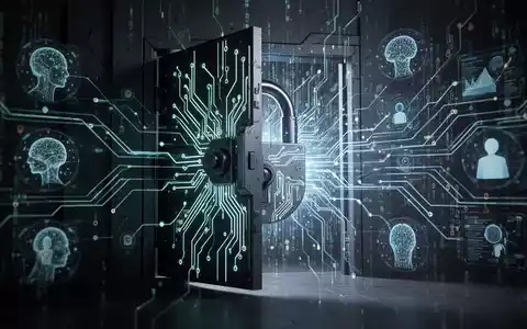 A digital lock with glowing circuits is slightly ajar, revealing data streams, symbolizing AI privacy concerns and data vulnerability. - Foto: über boerse-global.de