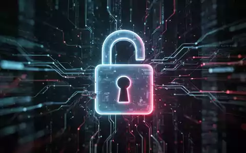 A glowing padlock icon over a background of digital data streams, symbolizing a data breach in healthcare. - Foto: über boerse-global.de