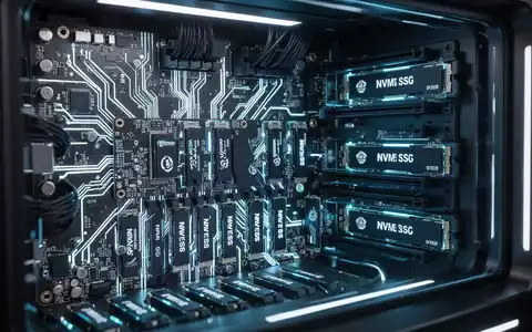 Close-up of a computer's internal components, showing glowing circuit boards and multiple solid-state drives (SSDs). - Foto: über boerse-global.de