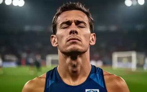 Ein Athlet mit geschlossenen Augen, der sich auf einen Wettkampf vorbereitet. Der Hintergrund ist unscharf und zeigt eine Sportarena. - Foto: über boerse-global.de