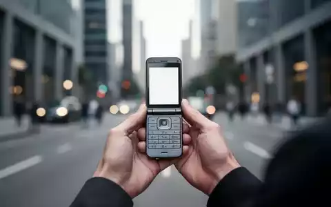 Eine Person hält ein einfaches Klapphandy in den Händen, im Hintergrund verschwommen eine moderne Stadtstraße. - Foto: über boerse-global.de