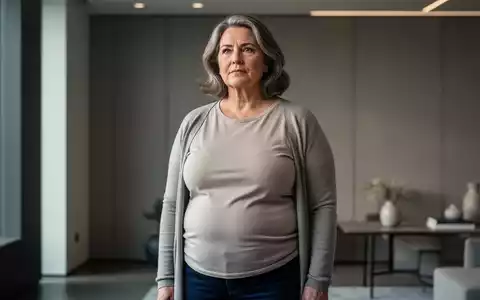 Eine nachdenkliche Frau über 45 Jahre alt, die leichtes Übergewicht im Bauchbereich aufweist, in einem ruhigen, modernen Ambiente. - Foto: über boerse-global.de