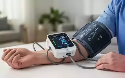 Ein Arm mit einer modernen Blutdruckmanschette und einem digitalen Messgerät, das Werte in einer ruhigen häuslichen Umgebung anzeigt. - Foto: über boerse-global.de