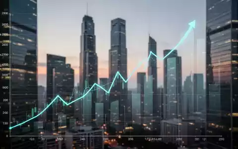 Ein aufsteigender Graph, der Aktienwachstum darstellt, vor dem Hintergrund einer modernen Finanzdistrikt-Skyline in der Dämmerung. - Foto: über boerse-global.de