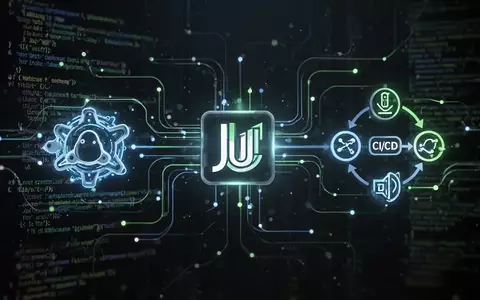 Abstract image showing interconnected digital symbols representing a Linux kernel, JUnit, and a CI/CD pipeline, suggesting data integration. - Foto: über boerse-global.de