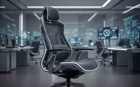 Ein futuristischer, ergonomischer Bürostuhl mit subtilen leuchtenden Akzenten in einem modernen Büro. - Foto: über boerse-global.de
