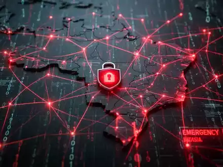 Eine digitale Bedrohung visualisiert als rote Linien über einer stilisierten Karte Brasiliens, die ein Netzwerk und fließenden Binärcode darstellen. - Foto: über boerse-global.de