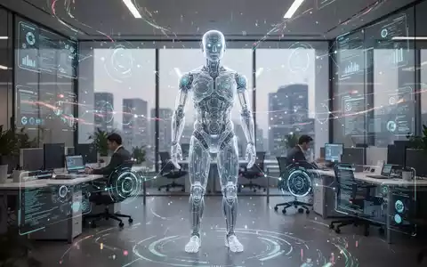 A digital employee avatar in a modern office, symbolizing autonomous AI agents and task management in corporate structures. - Foto: über boerse-global.de