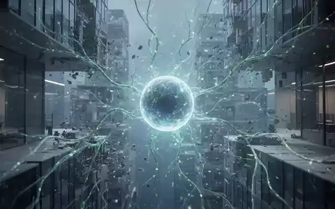 Abstract image representing AI and corporate restructuring, with glowing neural pathways intersecting minimalist architectural elements. - Foto: über boerse-global.de