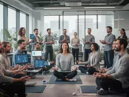 Mitarbeiter nehmen an einem betrieblichen Gesundheitsprogramm teil, mit Fokus auf digitale Lösungen und psychische Gesundheit. - Foto: über boerse-global.de