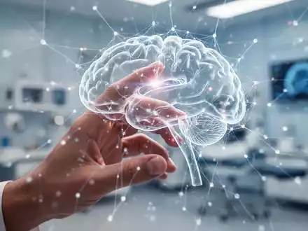 Eine Hand berührt ein leuchtendes neuronales Netzwerk, das Neurostimulation und Schmerzlinderung symbolisiert. - Foto: über boerse-global.de
