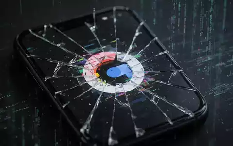 Ein zerbrochenes Smartphone-Display mit einem verzerrten Google Pixel-Logo und digitalen Störungen, das technische Probleme symbolisiert. - Foto: über boerse-global.de