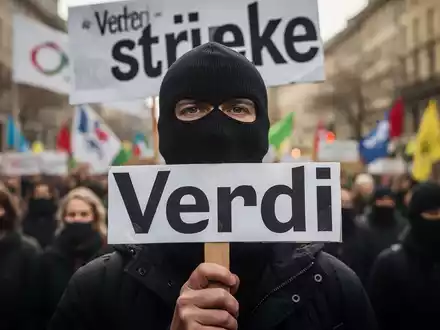 Nahaufnahme eines Protestschilds bei einer Demonstration mit verschwommenem Hintergrund von protestierenden Menschen und Gebäuden. - Foto: über boerse-global.de
