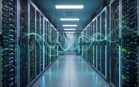 Ein Serverraum mit leuchtenden Servern und Datenflüssen, der Technologie und Finanzinnovation symbolisiert. - Foto: über boerse-global.de