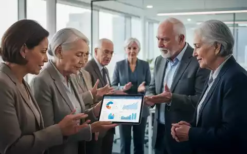 Eine Gruppe von Menschen unterschiedlichen Alters, die über Rentenreformen und finanzielle Zukunft diskutieren, mit digitalen Diagrammen im Hintergrund. - Foto: über boerse-global.de
