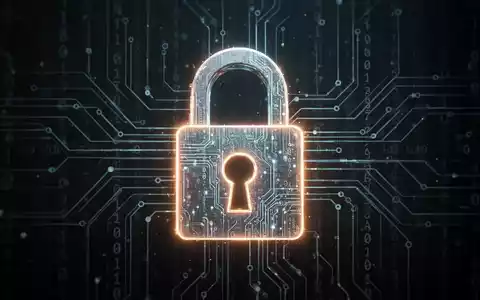 Ein stilisiertes, leuchtendes digitales Vorhängeschloss über einem dunklen Hintergrund mit Blockchain-Linien, das Sicherheit und Regulierung im Kryptobereich symbolisiert. - Foto: über boerse-global.de