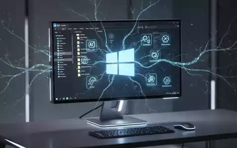 A close-up of a computer screen showing Windows 11 File Explorer with AI action icons, hinting at advanced AI integration. - Foto: über boerse-global.de