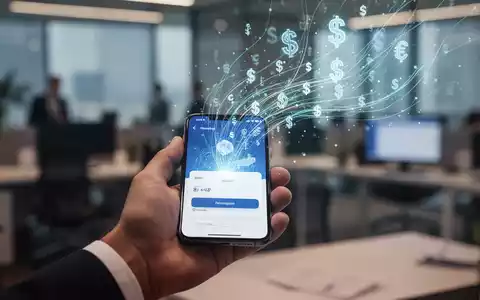 A hand holds a smartphone showing a payment screen, surrounded by abstract digital lines and currency symbols, representing digital payments. - Foto: über boerse-global.de