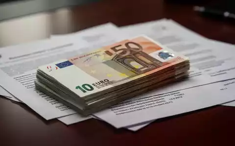 Ein Stapel deutscher Euro-Banknoten, teilweise verdeckt von unscharfen Regierungsdokumenten auf einem dunklen Holztisch. - Foto: über boerse-global.de