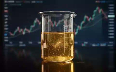 Ein Glasbecher mit goldener Flüssigkeit, der Duftstoffe symbolisiert, mit einer verschwommenen Finanzgrafik im Hintergrund. - Foto: über boerse-global.de