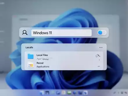 A stylized depiction of the Windows 11 search bar with a new toggle switch, symbolizing the ability to disable Bing web results. - Foto: über boerse-global.de