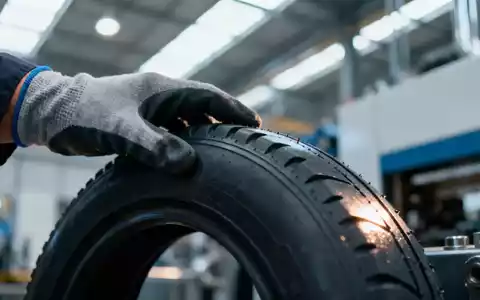 Nahaufnahme einer behandschuhten Hand, die ein industrielles Gummiprodukt in einer Fabrik inspiziert. - Foto: über boerse-global.de