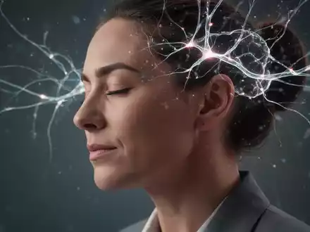 Eine Person im Profil atmet ruhig, umgeben von schwachen, leuchtenden Linien, die neuronale Aktivität darstellen. - Foto: über boerse-global.de