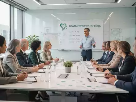 Eine Gruppe Erwachsener nimmt an einem Workshop zur Gesundheitsförderung teil, diskutiert und notiert sich wichtige Punkte. - Foto: über boerse-global.de