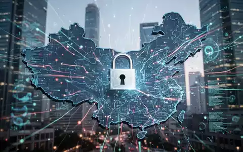 Eine stilisierte, hochtechnologische Karte Chinas mit digitalen Datenströmen und einem Vorhängeschloss, das Datenkontrolle symbolisiert. - Foto: über boerse-global.de
