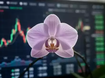 Eine einzelne, zarte Orchideenblüte mit unscharfen Finanzdiagrammen im Hintergrund, die Stabilität symbolisiert. - Foto: über boerse-global.de