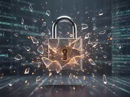 Digital padlock shattering, symbolizing a data breach and exposed personal information from a third-party vendor compromise. - Foto: über boerse-global.de
