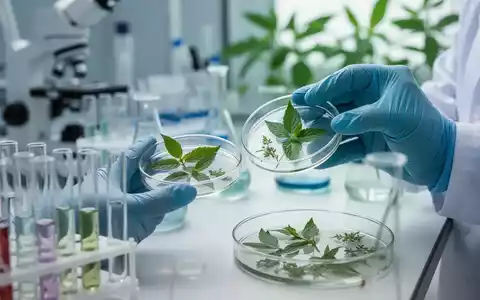 Nahaufnahme von Wissenschaftlerhänden, die in einem Labor Reagenzgläser und Petrischalen mit Pflanzenextrakten handhaben. - Foto: über boerse-global.de