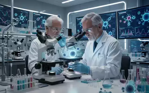 Ein Wissenschaftler in einem modernen Labor betrachtet zelluläre Strukturen unter einem Mikroskop, umgeben von High-Tech-Geräten. - Foto: über boerse-global.de