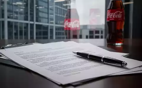 Gerichtsdokumente und ein Stift auf einem Tisch, im Hintergrund verschwommen ein Bürogebäude und ein subtiles Coca-Cola-Logo. - Foto: über boerse-global.de