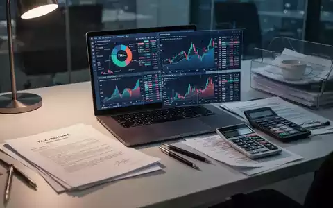 Ein moderner Schreibtisch mit Laptop, Finanzdokumenten und Rechner, der die Präzision und Komplexität des Steuerrechts darstellt. - Foto: über boerse-global.de