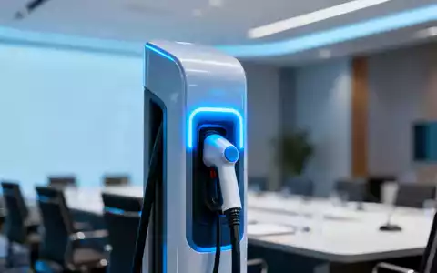 Nahaufnahme einer futuristischen Wasserstoff-Brennstoffzelle mit blauem Licht vor einem verschwommenen Konferenzraum in München. - Foto: über boerse-global.de