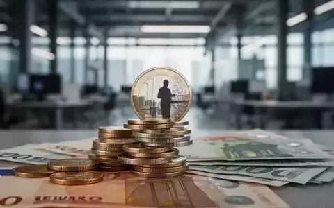 Ein Stapel Euro-Münzen und Banknoten mit der schemenhaften Spiegelung einer arbeitenden Person im Hintergrund. - Foto: über boerse-global.de