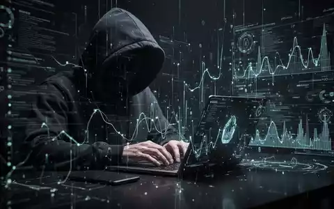 Eine Person im Kapuzenpullover tippt auf einem Laptop, umgeben von digitalen Linien und Datenvisualisierungen, die Cyberbedrohungen darstellen. - Foto: über boerse-global.de