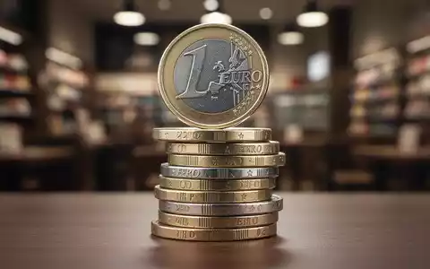 Ein Nahaufnahme-Bild von aufeinander gestapelten 1- und 2-Euro-Münzen, die unsicher balancieren, mit verschwommenem Hintergrund eines Geschäfts. - Foto: über boerse-global.de