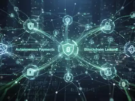 Abstract digital network with glowing lines and nodes, symbolizing AI agents conducting autonomous payments on a blockchain ledger. - Foto: über boerse-global.de
