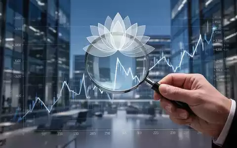 Eine Hand hält eine Lupe über einen fallenden Finanzchart, mit einer Lotusblume im Hintergrund, die Lotus Resources symbolisiert. - Foto: über boerse-global.de