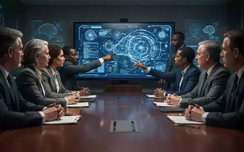 Eine Gruppe von Arbeitnehmer- und Arbeitgebervertretern verhandelt an einem Konferenztisch über die Auswirkungen von KI und Digitalisierung. - Foto: über boerse-global.de