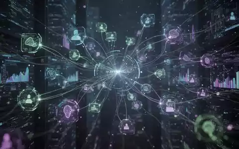 Abstrakte Darstellung von Datenflüssen und digitalen Elementen, die ein Kontextmodell symbolisieren, mit leuchtenden Verbindungen. - Foto: über boerse-global.de
