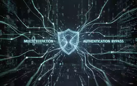 Digital illustration showing intercepted data streams bypassing a lock icon, symbolizing AiTM phishing attacks and MFA circumvention. - Foto: über boerse-global.de