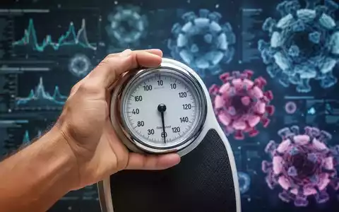 Eine Nahaufnahme einer Hand, die eine Waage hält, mit verschwommenen wissenschaftlichen Daten im Hintergrund, die Gewichtsverlustforschung symbolisieren. - Foto: über boerse-global.de